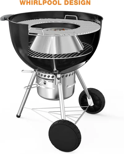 Vista 3 de onlyfire Soporte de Briquet de Carbón de Acero Inoxidable Barbacoa Whirlpool para Weber 26" Kettle Charcoal Grills