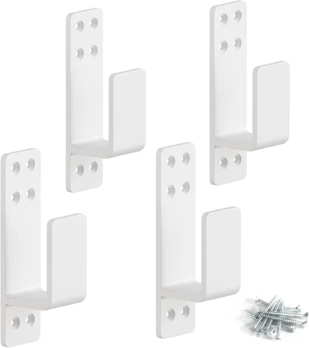 Vista 9 de Soportes de barricada de puerta de 2 x 4 resistentes, 2 piezas, soportes para barra de puerta, para seguridad en el hogar, color negro