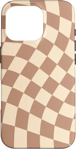 Vista 20 de iPhone 16 Brown Checkered Wavy Checkerboard Pattern Phone Case