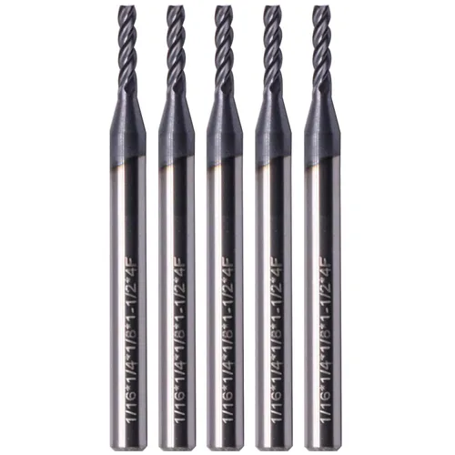 Vista 18 de BestParts 5 fresas cuadradas de carburo sólido de alto rendimiento, revestimiento AlTiN, 4 flautas, hélice de 30 grados, diámetro de corte de 1/2
