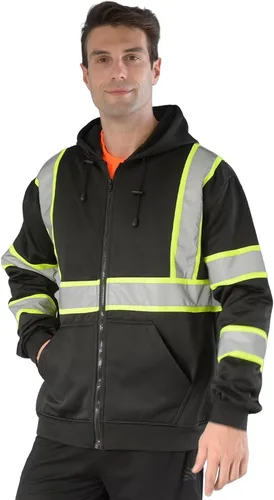 Vista 7 de sesafety Class 3 High Visibility Sweatshirt for Men,Hooded Pullover,Hi-Vis Safety Hoodie Pullover Sweatshirt