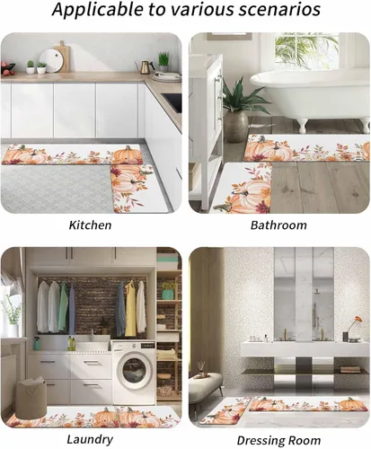 Vista 6 de Tapete de baño de calabaza rosa naranja para bañera, antideslizante, de secado rápido y absorbente, de tierra de diatomeas, fregadero de ducha