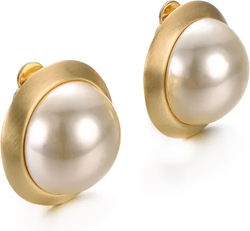 Vista 33 de Yoursfs Aretes de clip de perlas blancas grandes para mujer, chapados en oro de 18 quilates, hipoalergénicos, sin perforaciones, joyería brillante