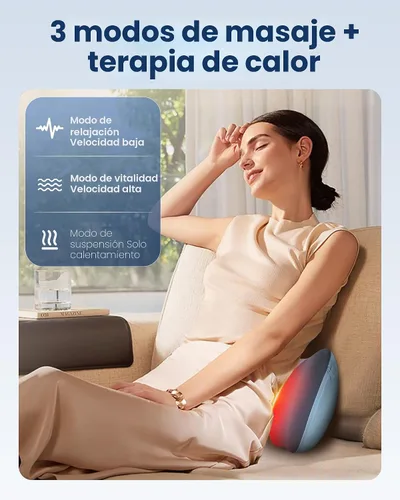 Vista 5 de COMFIER Almohada Masajeadora Shiatsu para Cuello y Espalda con Calor, Almohada Masajeadora para Cuello con Amasado 3D de Tejido Profundo