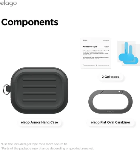 Vista 8 de elago Armor Case Compatible con AirPods Pro 3 Case - Mosquetón incluido, compatible con carga inalámbrica, resistente a golpes, protección completa