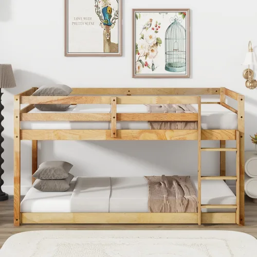Vista 24 de Twin Size Bunk Bed with Panelled Headboard and Footboard, Antique Dark Oak Antique Oak