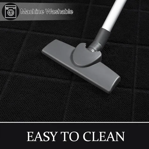 Vista 7 de LOCHAS Tapete negro para puerta de interior, de 20 x 32 pulgadas, parte trasera de goma, lavable y absorbente, tapete de microfibra para entrada