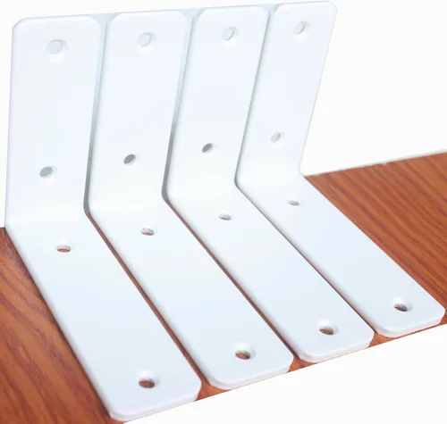Vista 45 de Paquete de 2 soportes de estante en L de 6 pulgadas de largo x 4 pulgadas de alto x 1.5 pulgadas de ancho, 5 mm de grosor, soportes de estante