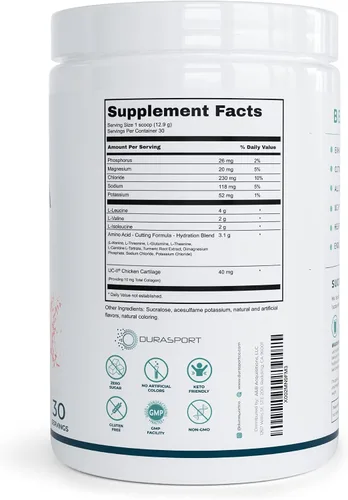 Vista 8 de Durasport – BCAA deportivo de 0.43 onzas Recuperación muscular, energía e hidratación después del entrenamiento + colágeno UC-II 0.28 oz