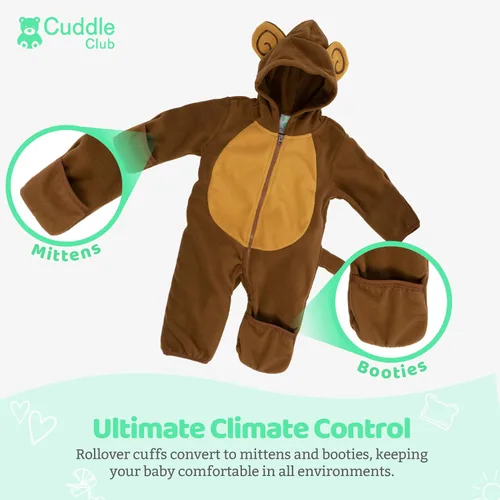 Vista 27 de Enterizo de vellón para bebé, rómper de una sola pieza con capucha para niños, ropa para exteriores, chaqueta infantil
