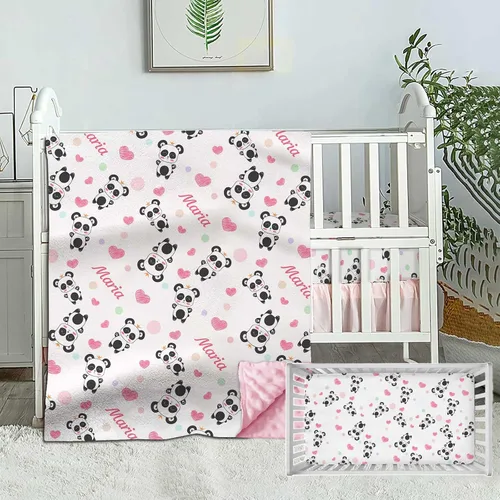 Vista 10 de Juego de ropa de cama personalizada para cuna para bebé, niño, juego de ropa de cama de cuna personalizada con nombre, ropa de cama de 2 piezas