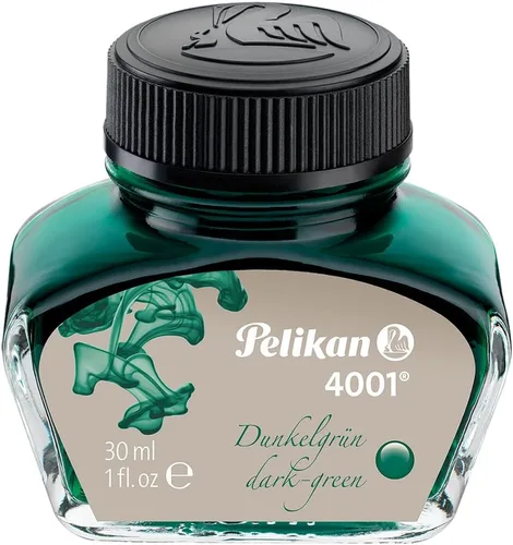 Vista 6 de Tinta embotellada Pelikan color negro brillante para plumas estilográficas, 30 ml (4001)