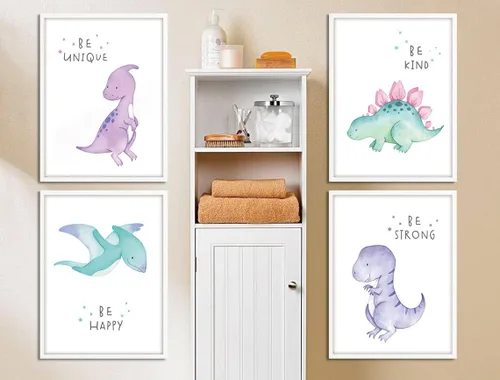 Vista 4 de Gubrandin Póster de acuarela con frase motivacional, con cita motivacional, decoración de habitación del bebé, decoración de animales divertidos