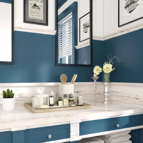 Vista 3 de Stickyart Papel tapiz azul oscuro para despegar y pegar, papel adhesivo azul para armarios, cajones, cocina, dormitorio, papel tapiz autoadhesivo