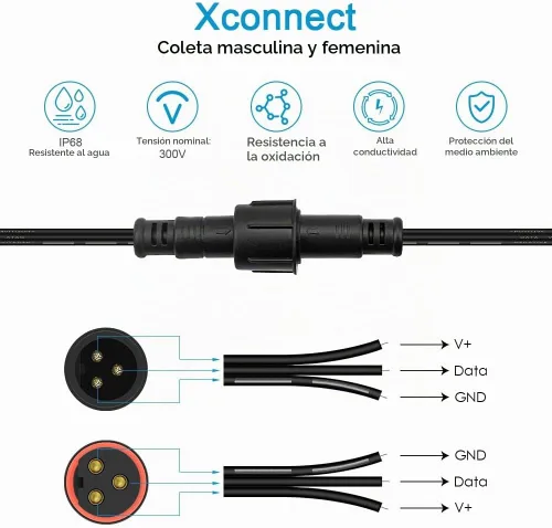 Vista 2 de ALITOVE Conectores Eléctricos Impermeables de 3 Pines Xconnect Pigtail 18AWG 6 pulgadas/15cm Cable de Extensión Compatible con ASIN B0923SDR5T