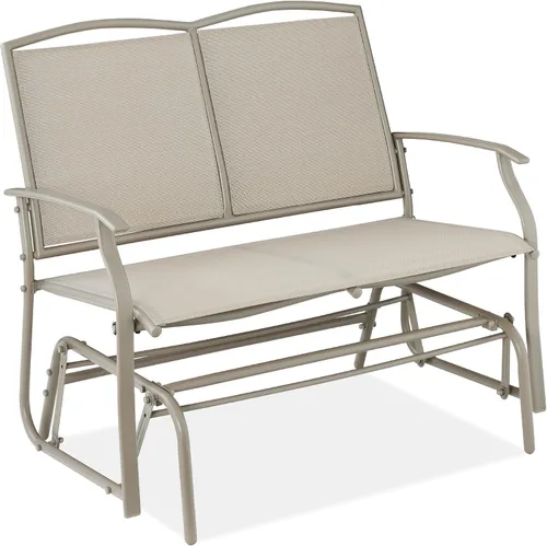 Vista 13 de Best Choice Products Columpio Deslizante de Patio Exterior para 2 Personas, Banco Loveseat Mecedor de Acero para Terraza, Porche con Tela Textilene
