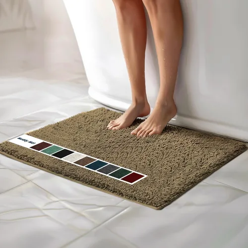Vista 38 de Muddy Mat Alfombras de Baño de Chenilla de Microfibra de Secado Rápido Antideslizantes Lavables, Extra Gruesas, Suaves y Altamente Absorbentes Gris