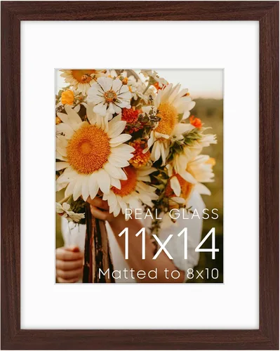 Vista 14 de Golden State Art, Portarretratos de 8 x 10 pulgadas con paspartú para fotos de 5 x 7 pulgadas - Vidrio de alta definición para montaje en pared o 1