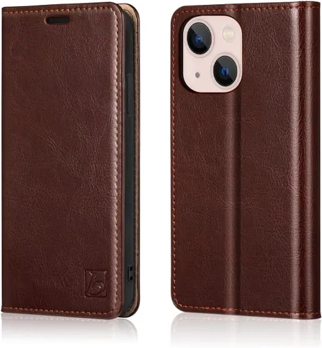 Vista 39 de Belemay Funda tipo cartera compatible con iPhone 8 Plus, de piel de vaca auténtica, funda tipo folio (funda interior de TPU suave), ranuras