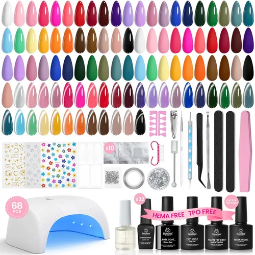 Vista 10 de Beetles - Kit de esmalte de uñas de gel con luz UV, 54 piezas, 32 colores A - Multicolor-32-54