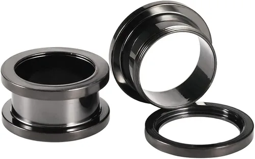 Vista 3 de PUNKYOUTH Juego de 14 tapones de túneles de acero inoxidable con tornillo de ajuste de tornillo expansor de piercing corporal juego de joyas