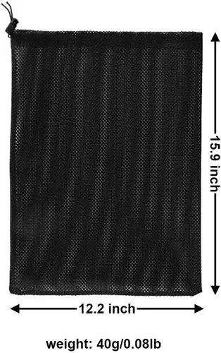 Vista 2 de Bolsa de malla para bomba de estanque, 2 paquetes de 12.2 x 15.9 pulgadas, bolsa de barrera de bomba con cordón, bolsas negras para piscina