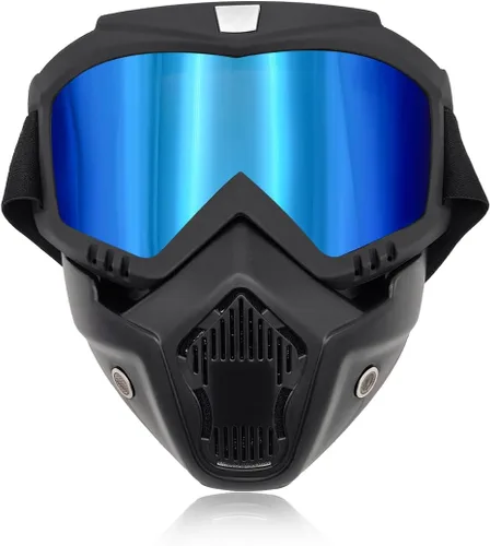 Vista 8 de povtii Gafas de Motocicleta, Gafas de Casco de Dirt Bike Resistentes al Viento con Máscara Facial Removible, Accesorios de Motocicleta (Colorido)