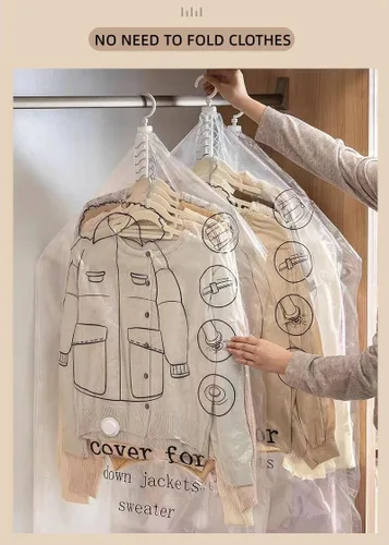 Vista 4 de Elebac 6 bolsas largas de almacenamiento al vacío para ropa, bolsas de espacio selladoras al vacío para abrigo, bolsas de compresión para ropa