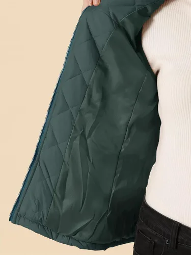 Vista 5 de Allegra K - Chaleco acolchado y ligero, de cuello alto, con cremallera, para mujer
