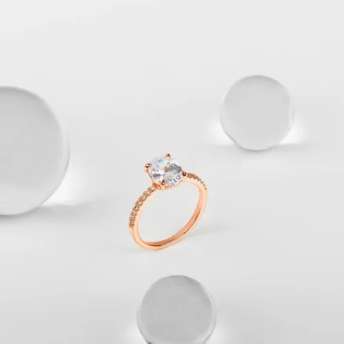 Vista 3 de PAVOI 14K Gold Plated Engagement Rings for Women Promise Wedding Band 1.25CT Cushion Cut Round Oval Cubic Zirconia Fake Engagement Ring