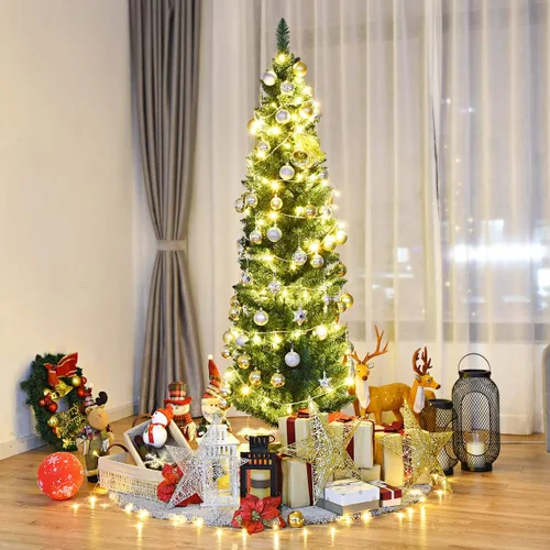 Vista 2 de BestComfort - Árbol de Navidad artificial de 5 pies/6 pies/7 pies/8 pies/9 pies, delgado con bisagras, sin luz, con 220/400/700/1000/1500 puntas