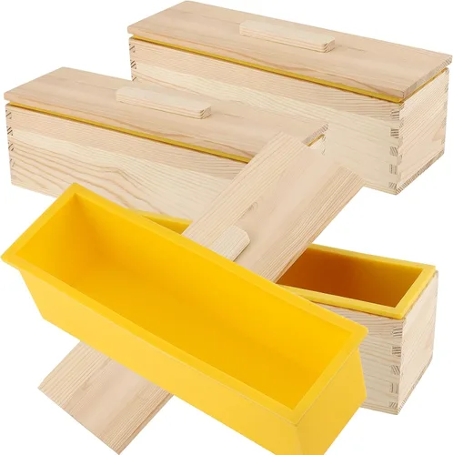 Vista 15 de ZOENHOU Paquete de 2 moldes de jabón azules de 42 onzas con 2 tapas, kit de moldes de silicona rectangulares flexibles para hacer jabón con caja
