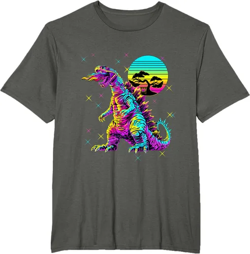 Vista 5 de Cool Streetwear synthwave 80s 90s retro anime snakezilla camiseta, Negro