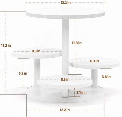 Vista 2 de HURZMORO Soporte redondo de 4 niveles para 50 cupcakes, soporte de madera para pasteles con decoración de bandeja escalonada, decoración de bandeja