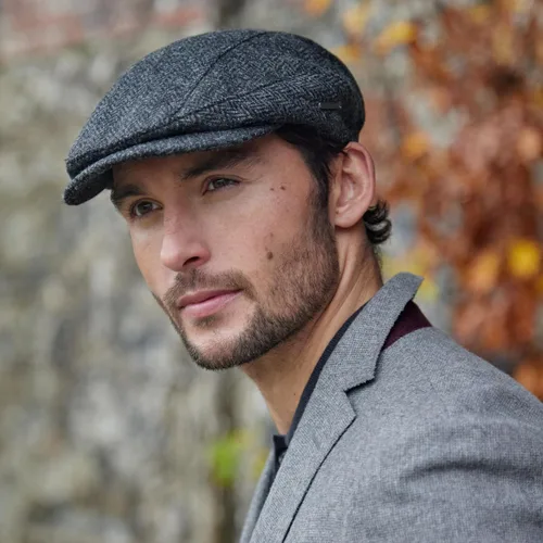 Vista 5 de Biddy Murphy Gorra de conducción de lana irlandesa autoajustable, fabricada Negro (Charcoal Black)