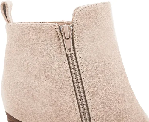 Vista 4 de Rilista Botines para mujer, tacón grueso, cremallera lateral, puntera puntiaguda, gamuza, para otoño e invierno