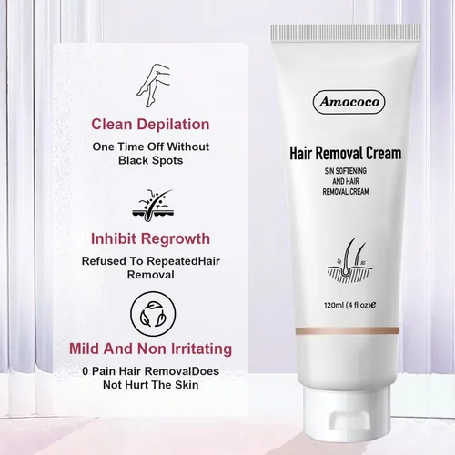 Vista 8 de Kit de crema depilatoria sin dolor, crema depilatoria eficaz para mujeres y hombres, formulada con pepino para una piel suave, removedor de vello