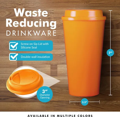 Vista 3 de Simply Green Solutions - Tazas de café reutilizables con tapas, tazas térmicas para bebidas frías y calientes, vaso de doble pared, tazas de café