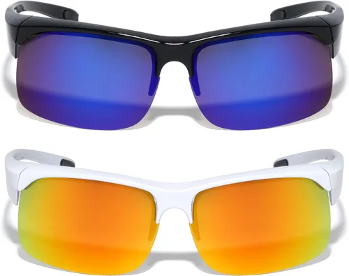 Vista 2 de V.W.E. Gafas de sol polarizadas de media montura para hombre, ajuste sobre gafas graduadas, 100% protección UV