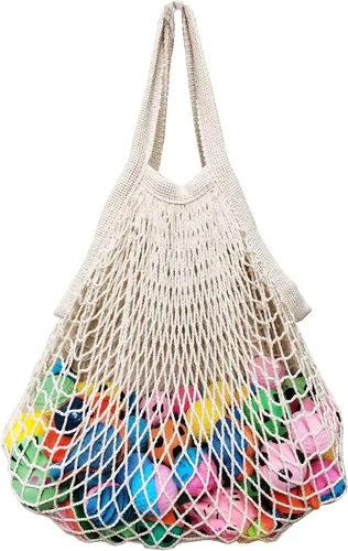 Vista 6 de Bolsas de malla de algodón, bolsas de compras reutilizables, bolsas de comestibles de malla de algodón para productos de frutas, verduras, red