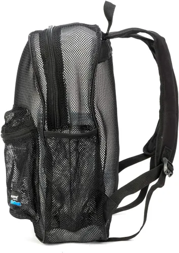 Vista 4 de K-Cliffs Mochila de malla resistente de calidad clásica para estudiantes, bolsa de red duradera transparente simple para escuela básica, Negro