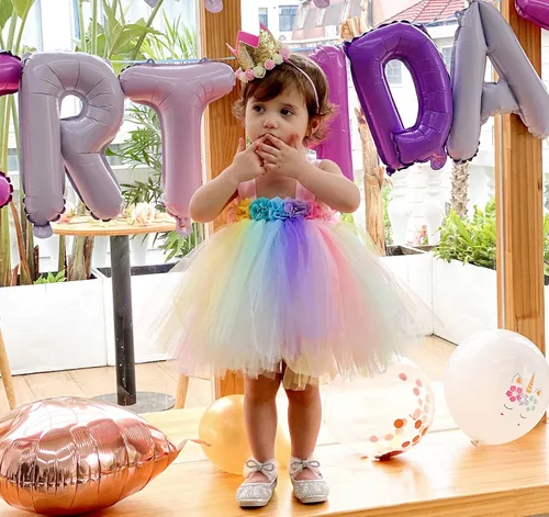Vista 6 de Baby Girl CostumeToddler Girls Tulle Dress Pink Tutu Skirt Princess Birthday Sundress with Headband