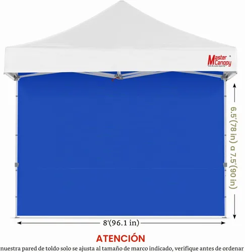 Vista 4 de MASTERCANOPY Toldo de 8x8 pies SunWall Toldo Instantáneo Pared Lateral para Toldos Emergentes Tiendas Gazebos, Protección UV Solo Pared Lateral Azul