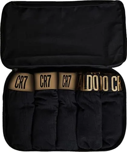 Vista 6 de CR7 Traje de baño para hombre, 5 unidades en bolsa de viaje con cremallera negro y dorado, Negro, Dorado, XXL