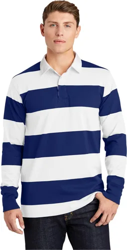 Vista 5 de SPORT-TEK Polo de rugby clásico unisex de manga larga Camisa con cuello para hombres y mujeres, ajuste relajado para uso casual y trabajo