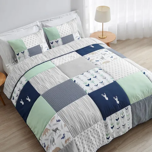Vista 12 de Sweet Jojo Designs Juego de edredón individual de 2 piezas (montaña oso) para niños, ropa de cama para niños, ropa de cama en una bolsa con manta