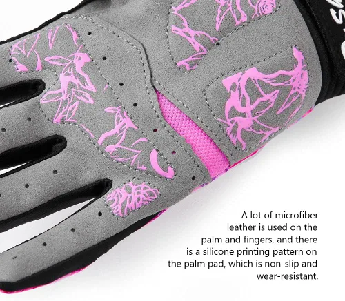 Vista 4 de DuShow Guantes de ciclismo para mujer, guantes de ciclismo de montaña para mujer, guantes acolchados de gel para pantalla táctil, guantes