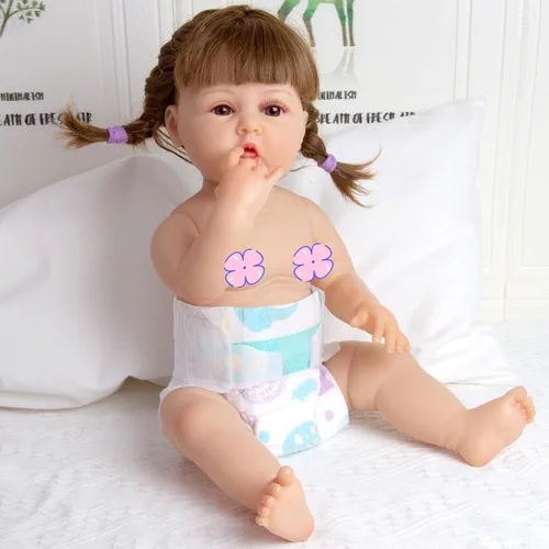 Vista 3 de Reborn Baby Doll Ropa Accesorios Pañales Reutilizables 10 Piezas para 18-22 Pulgadas Baby Doll Velcro Diapers, Adjustable Underwear, realistic
