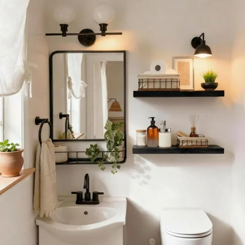Vista 4 de IAE Estantes flotantes de pared de 16 pulgadas, estantes de baño montados en la pared, estante invisible, estantes de cocina flotantes, estante