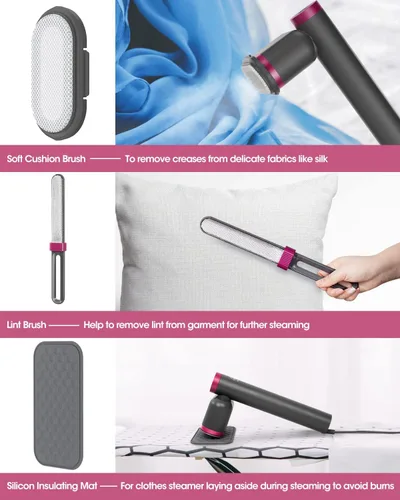 Vista 6 de Vaporizador de ropa de viaje, potente vaporizador de mano de 1200 W, calentamiento rápido de 15 segundos y vapor continuo de 10 minutos, mini